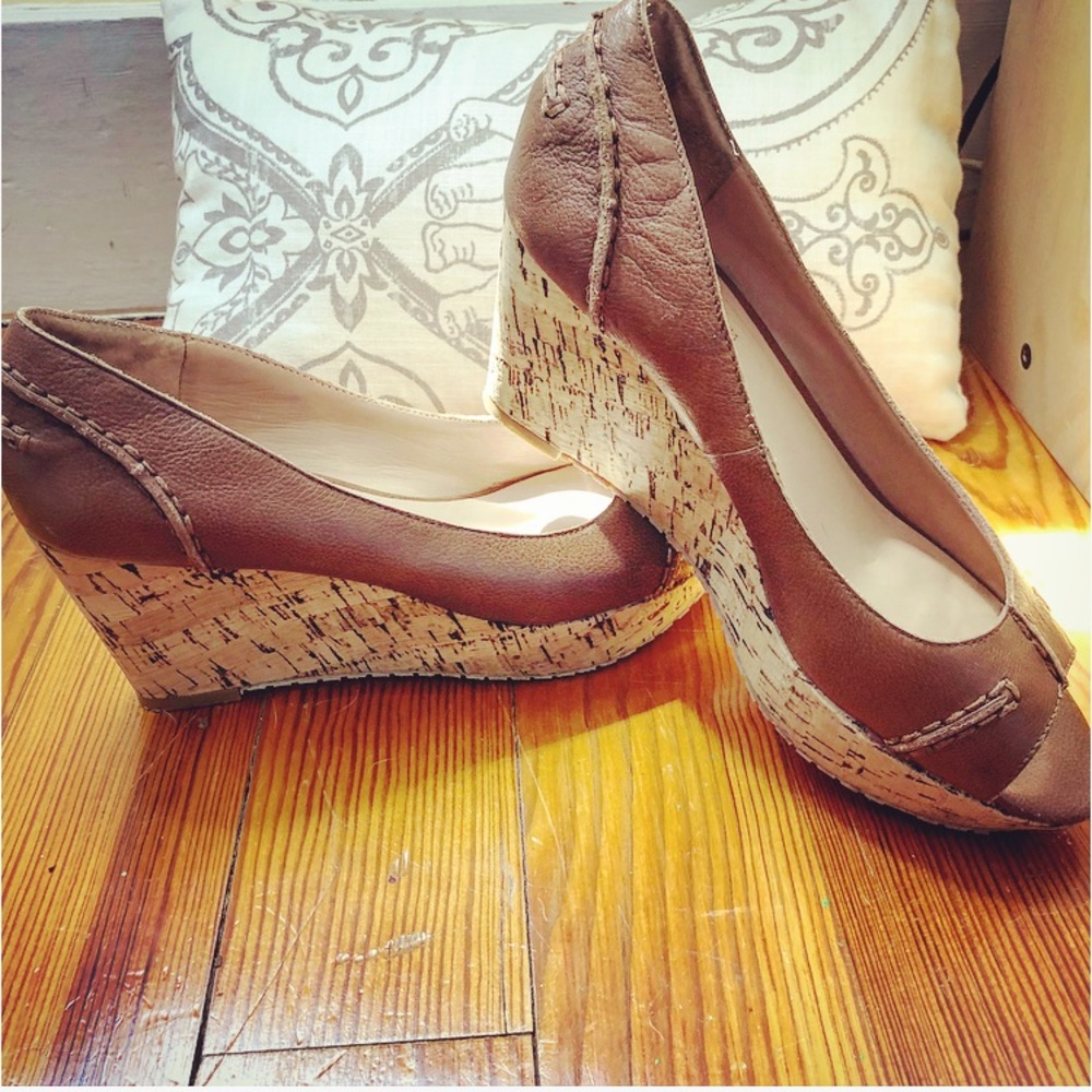 Butter Soft Tan Open Toe Charles David Cork Wedges